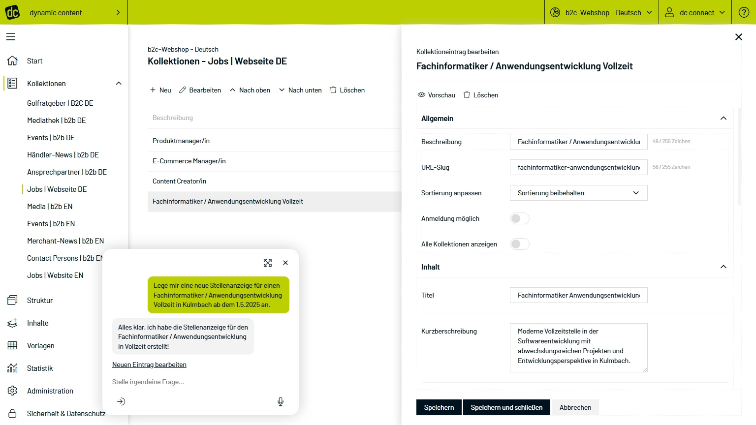 dynamic content AI assistent