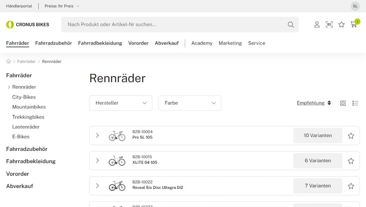 Dynamic Commerce B2B-Shop