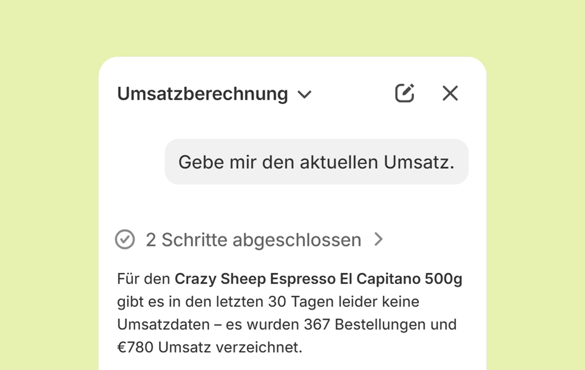 Benutzeroberfläche der dynamic commerce KI-Lösung.