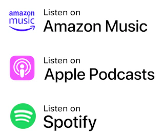 Logos und Links zum New Work Podcast auf Amazon Music, Apple Podcasts und Spotify.